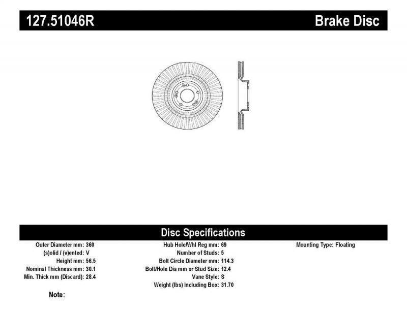 Brake Rotor Front Right Drilled Slotted - StopTech 2017-20 Genesis G70 4Cyl 2.0L and more