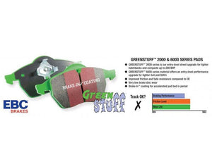 Disc Brake Pad Set Rear Street Sport Greenstuff FMSI D1284 - EBC Brakes 2017-20 Genesis G70 4Cyl 2.0L and more