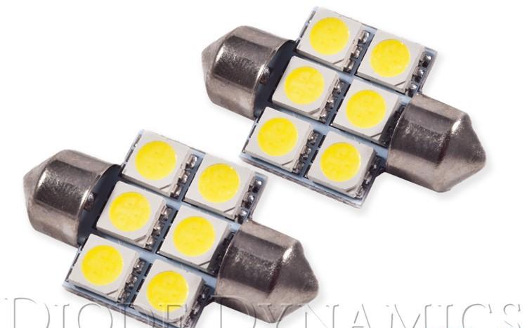 Bulbs 31mm Pair Amber LED SMF6 - Diode Dynamics 2017-20 Genesis G70 4Cyl 2.0L and more