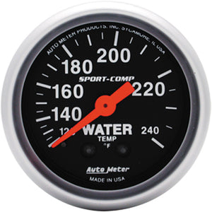 Autometer 3333 Sport Comp Mechanical Water Temperature Gauge 2 1/16" (52.4mm)