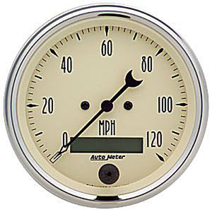 Autometer Antique Beige In-Dash Tachs & Speedos Speedometer Elec. Programmable Gauges 3 3/8" (85.7mm)