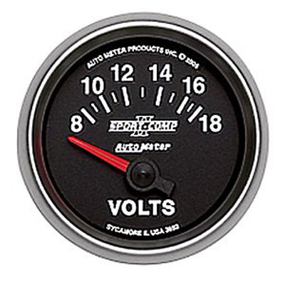 Autometer Sport Comp II Short Sweep Electric Voltmeter Gauges 2 1/16