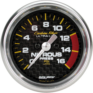 Autometer Carbon Fiber Full Sweep Electric Nitrous Pressure gauge 2 1/16