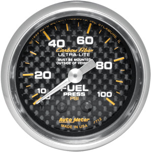 Autometer Carbon Fiber Mechanical Fuel Pressure gauge 2 1/16