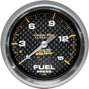 Autometer Carbon Fiber Mechanical Fuel Pressure gauge 2 5/8
