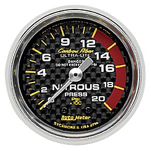 Autometer Carbon Fiber Mechanical Nitrous Pressure gauge 2 1/16