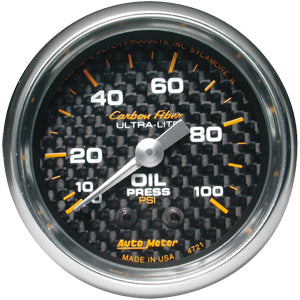 Autometer Carbon Fiber Mechanical Oil Pressure gauge 2 1/16