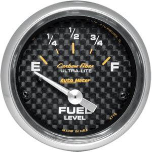 Autometer Carbon Fiber Short Sweep Electric Fuel Level gauge 2 1/16" (52.4mm)