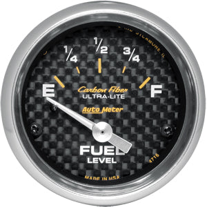 Autometer Carbon Fiber Short Sweep Electric Fuel Level gauge 2 1/16