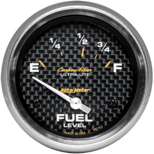Autometer Carbon Fiber Short Sweep Electric Fuel Level gauge 2 5/8