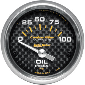Autometer Carbon Fiber Short Sweep Electric Oil Pressure gauge 2 1/16
