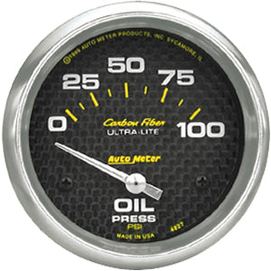 Autometer Carbon Fiber Short Sweep Electric Oil Pressure gauge 2 5/8" (66.7mm)