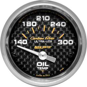 Autometer Carbon Fiber Short Sweep Electric Oil Temperature gauge 2 1/16" (52.4mm)
