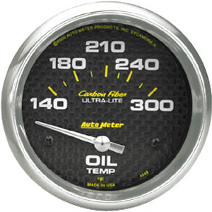 Autometer Carbon Fiber Short Sweep Electric Oil Temperature gauge 2 5/8" (66.7mm)