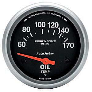 Autometer Metric Short Sweep Electric Oil Temperature gauge 2 5/8