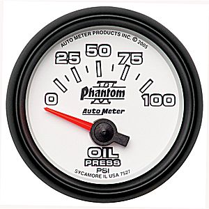 Autometer Phantom II Short Sweep Electric Oil Pressure Gauge 2 1/16