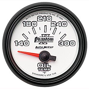 Autometer Phantom II Short Sweep Electric Oil Temperature Gauge 2 1/16" (52.4mm)