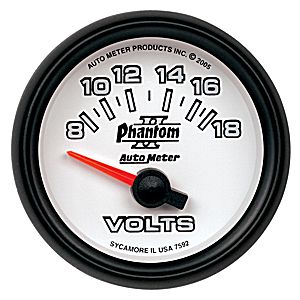 Autometer Phantom II Short Sweep Electric Voltmeter Gauge 2 1/16" (52.4mm)
