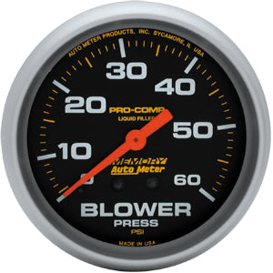 Autometer Pro Comp Liquid Filled Mechanical Blower Pressure Gauge 2 5/8" (66.7mm)