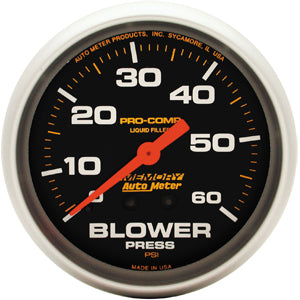 Autometer Pro Comp Liquid Filled Mechanical Blower Pressure Gauge 2 5/8