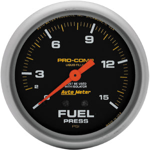 Autometer Pro Comp Liquid Filled Mechanical Fuel Pressure w/ Isolator Gauge 2 5/8