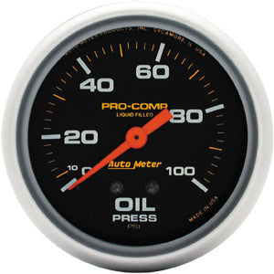 Autometer Pro Comp Liquid Filled Mechanical Oil Pressure Gauge 2 5/8" (66.7mm)
