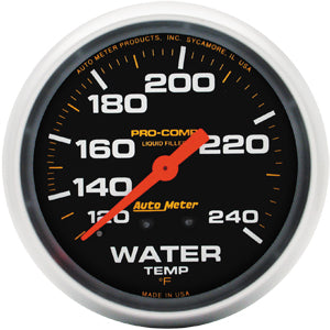 Autometer Pro Comp Liquid Filled Mechanical Water Temperature Gauge 2 5/8" (66.7mm)