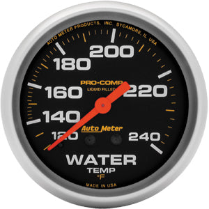 Autometer Pro Comp Liquid Filled Mechanical Water Temperature Gauge 2 5/8" (66.7mm)
