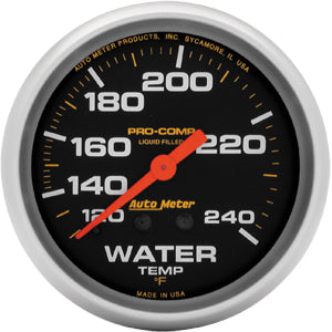 Autometer Pro Comp Liquid Filled Mechanical Water Temperature Gauge 2 5/8