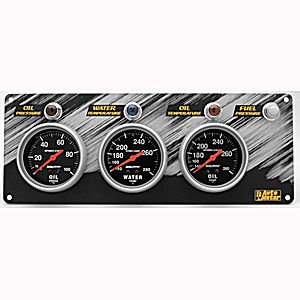 Autometer Race Panels Sport-Comp 3 Gauge Panel W/Fuel Light Accessories