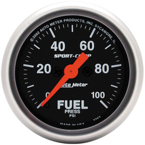 Autometer Sport Comp Full Sweep Electric Fuel Pressure Gauge 2 1/16" (52.4mm)