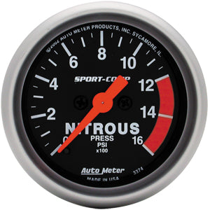 Autometer Sport Comp Full Sweep Electric Nitrous Pressure Gauge 2 1/16