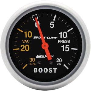Autometer Sport Comp Mechanical Boost / Vacuum Gauge 2 5/8" (66.7mm)