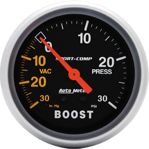 Autometer Sport Comp Mechanical Boost / Vacuum Gauge 2 5/8