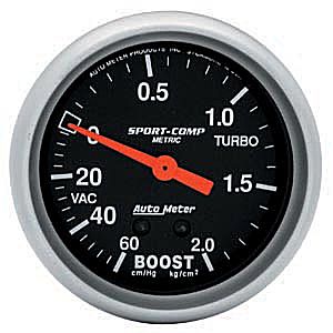 Autometer Sport Comp Mechanical Boost / Vacuum Metric Gauge 2 5/8