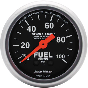 Autometer Sport Comp Mechanical Fuel Pressure Gauge 2 1/16" (52.4mm)