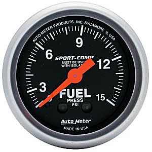 Autometer Sport Comp Mechanical Fuel Pressure Gauge 2 1/16" (52.4mm)