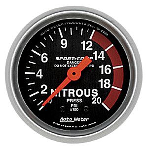 Autometer Sport Comp Mechanical Nitrous Pressure Gauge 2 1/16
