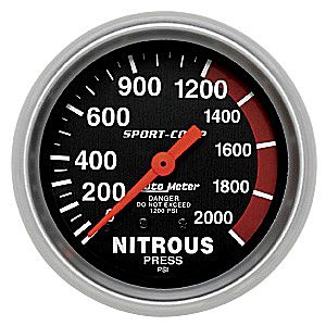 Autometer Sport Comp Mechanical Nitrous Pressure Gauge 2 5/8" (66.7mm)