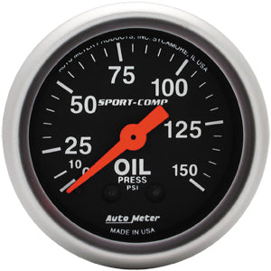 Autometer Sport Comp Mechanical Oil Pressure Gauge 2 1/16" (52.4mm)