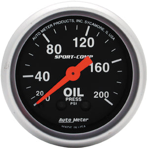 Autometer Sport Comp Mechanical Oil Pressure Gauge 2 1/16