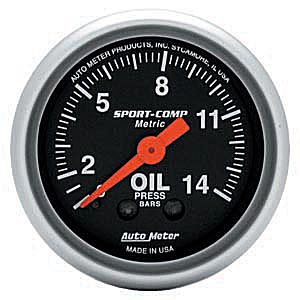 Autometer Sport Comp Mechanical Oil Pressure Metric Gauge 2 1/16