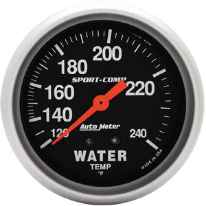 Autometer Sport Comp Mechanical Water Temperature Gauge 2 5/8