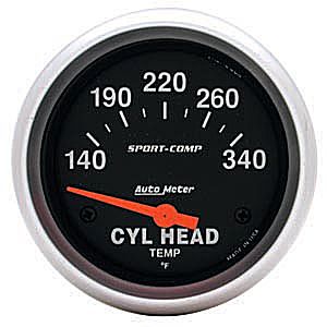 Autometer Sport Comp Short Sweep Electric Cylinder Head Temperature Gauge 2 5/8