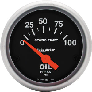 Autometer Sport Comp Short Sweep Electric Oil Pressure Gauge 2 1/16