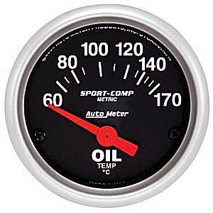 Autometer Sport Comp Short Sweep Electric Oil Temperature Gauge 2 1/16