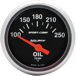 Autometer Sport Comp Short Sweep Electric Oil Temperature Gauge 2 1/16
