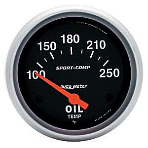 Autometer Sport Comp Short Sweep Electric Oil Temperature Gauge 2 5/8