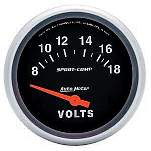 Autometer Sport Comp Short Sweep Electric Voltmeter Gauge 2 5/8" (66.7mm)