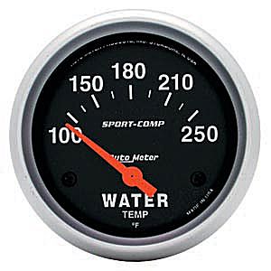 Autometer Sport Comp Short Sweep Electric Water Temperature Gauge 2 5/8" (66.7mm)